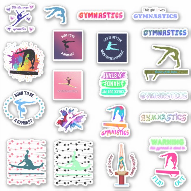 Girls Gymnastics Variety Pack of Stickers Aufkleber (Vorderseite)