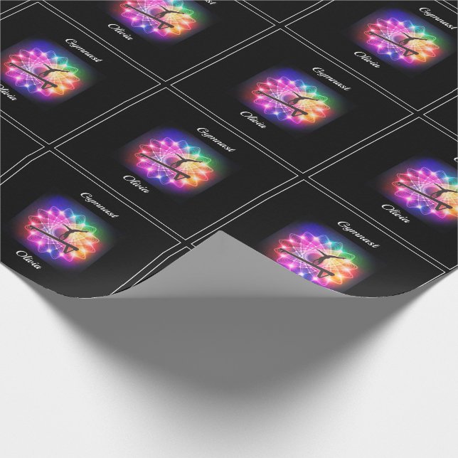 Girls Gymnastik Balance Beam Personalisiert Geschenkpapier (Ecke)