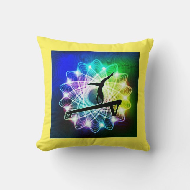 Girls Gymnastik Balanceabgleich Individuelle Name  Kissen (Vorderseite)