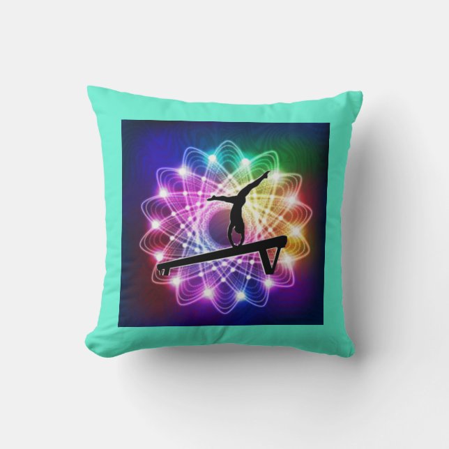 Girls Gymnastik Balanceabgleich Individuelle Name  Kissen (Vorderseite)