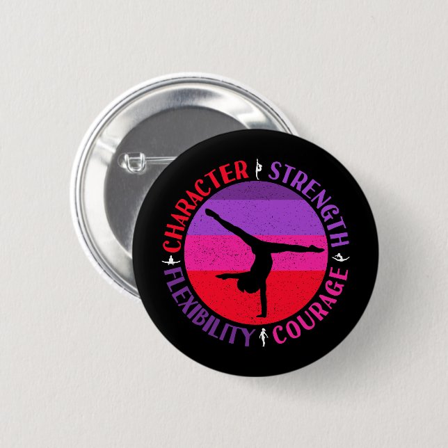 Girls Gymnastik Charakterstärke Courage Button (Vorne & Hinten)