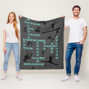 Girls Gymnastik Crossword Fleece Blanket