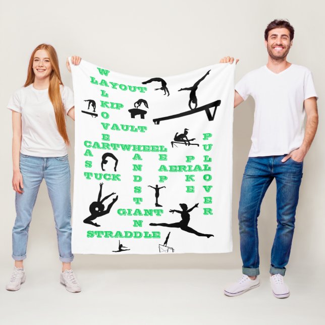 Girls Gymnastik Crossword White, Green & Black Fleecedecke (Beispiel)