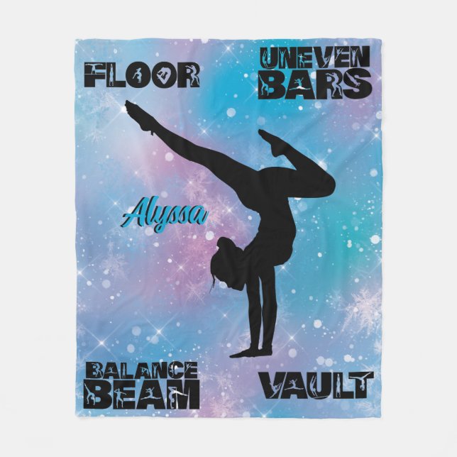 Girls Gymnastik Floor, Bars, Beam, Vault Pastel Fleecedecke (Vorderseite)
