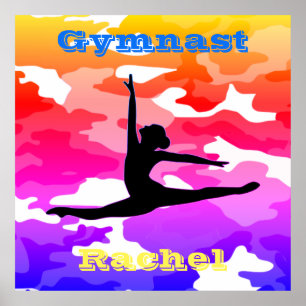 Girls Gymnastik "Gymnast" Rainbow Camouflage Poste Poster