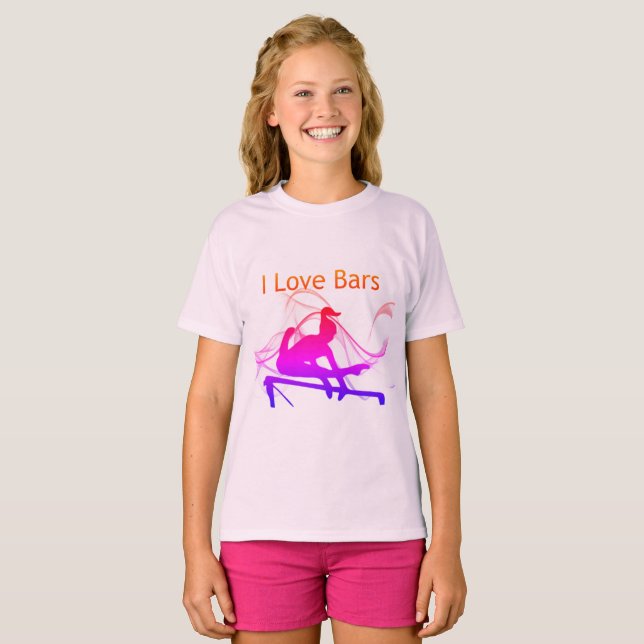 Girls Gymnastik I Liebe Bars Gymnast T - Shirt (Vorne ganz)
