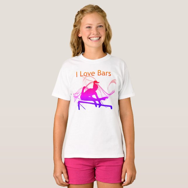 Girls Gymnastik I Liebe Bars Swirl Gymnast T - Shi T-Shirt (Vorne ganz)