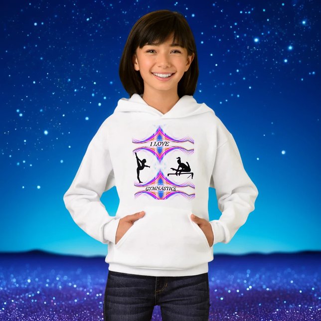 Girls Gymnastik "I Liebe Gymnastics" Hoodie (Von Creator hochgeladen)