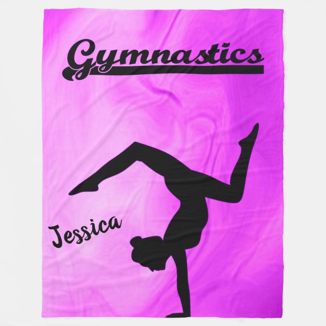 Girls Gymnastik Lila Swirl Personalisiert Fleecedecke (Vorderseite)