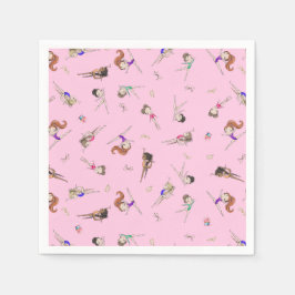 Girls Gymnastik Pink Geburtstagsparty Serviette