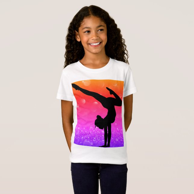 Girls Gymnastik Rainbow Gymnast T - Shirt (Vorne ganz)