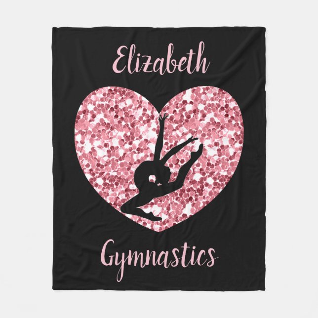 Girls Gymnastik Rose Gold Personalisiert Fleecedecke (Vorderseite)