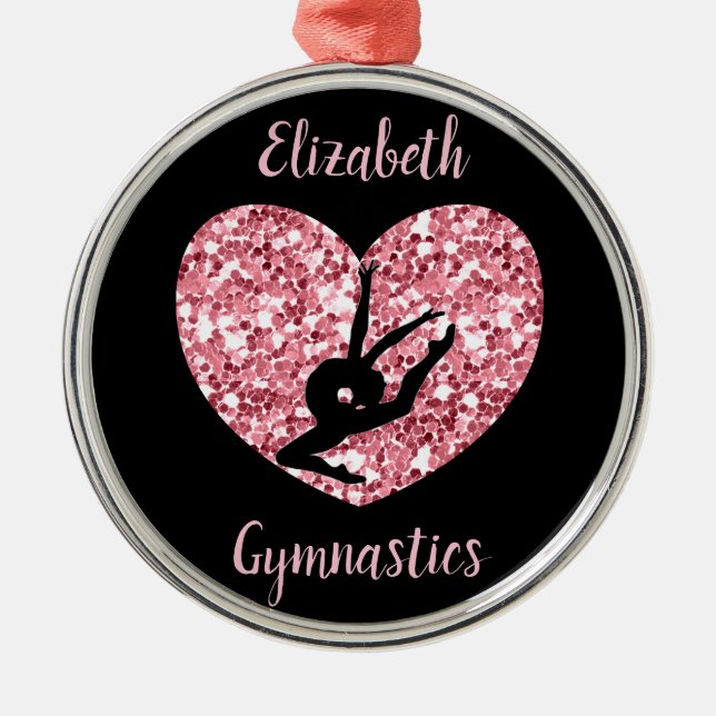 Girls Gymnastik Rose Gold Personalisiert Ornament Aus Metall (Vorne)