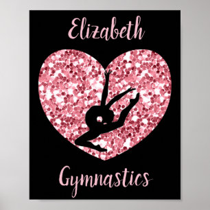 Girls Gymnastik Rose Gold Personalisiert Poster