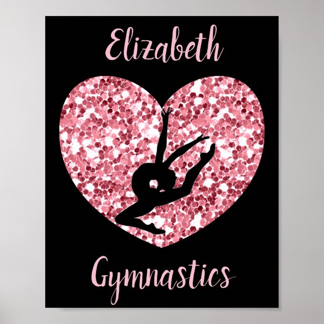 Girls Gymnastik Rose Gold Personalisiert Poster (Vorne)