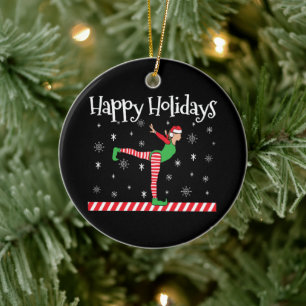 Girls Gymnastik Weihnachtself Keramik Ornament