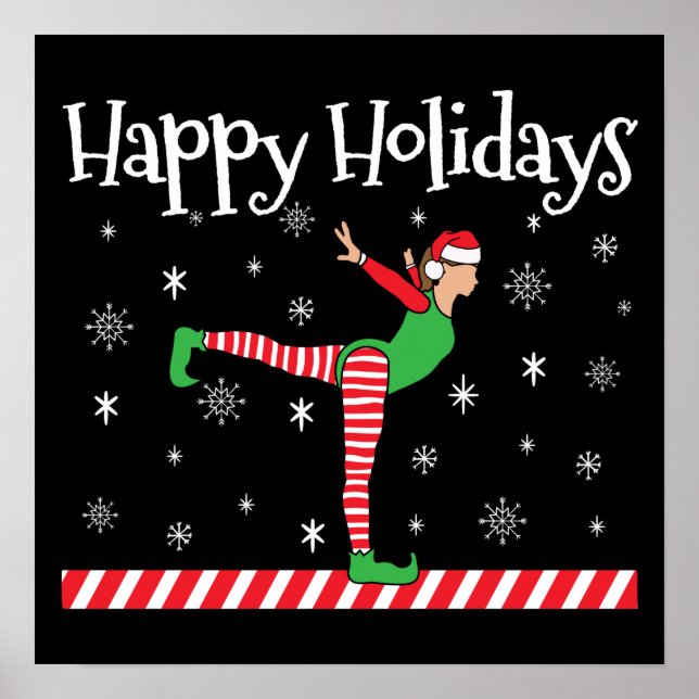 Girls Gymnastik Weihnachtself Poster (Vorne)