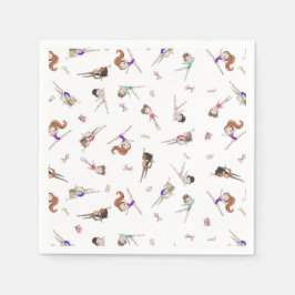 Girls Gymnastik White Birthday Party Serviette
