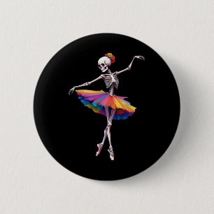 Girls Halloween Dancing Skeleton Rainbow Lle Button