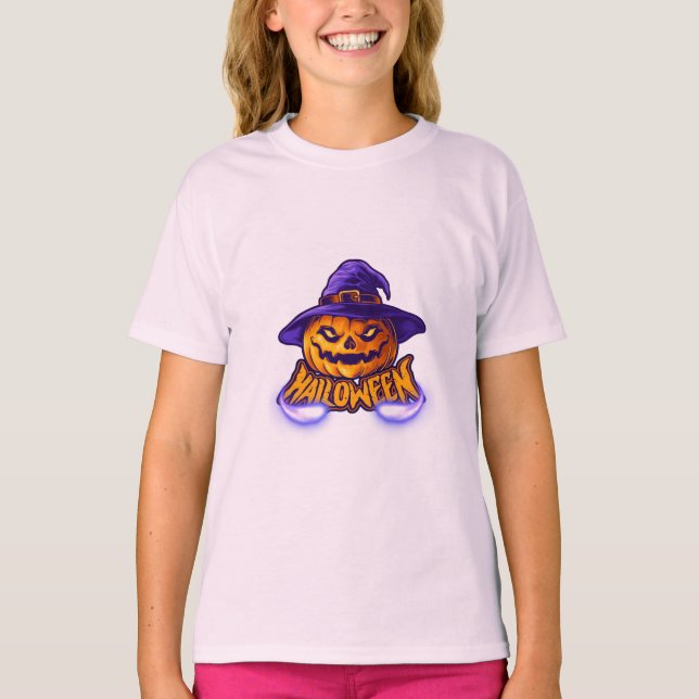 Girl's Halloween Jack O’ Lantern T-Shirt (Vorderseite)