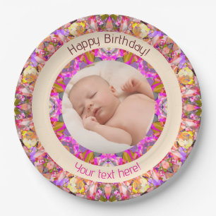 Girls Happy Birthday Summer Pink Star Custom Age Pappteller