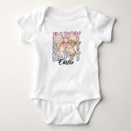 Girls Happy Oaster Coquette Bow Baby Strampler