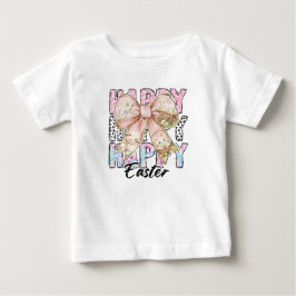 Girls Happy Oaster Coquette Bow Baby T-shirt