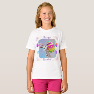 Girls Happy Osterfest T - Shirt - Osterhase mit Ei