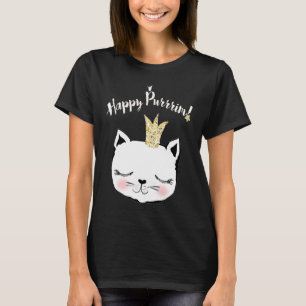 Girl's Happy Purrrim Purim Kitty Cat T-Shirt