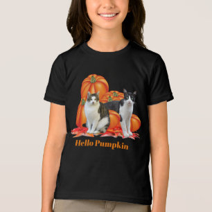 Girls Hello Pumpkin Fall Style mit Cats Gray Tri-Blend Shirt