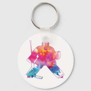 Girls Hockey Goalie Watercolor Keychain Schlüsselanhänger