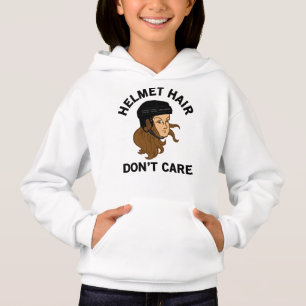Girls Hockey Helmet Hair Keine Sorge Brünett Hoodie