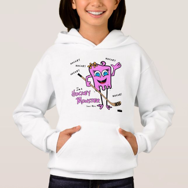 Girls Hockey Monster Pink Hoodie (Vorderseite)