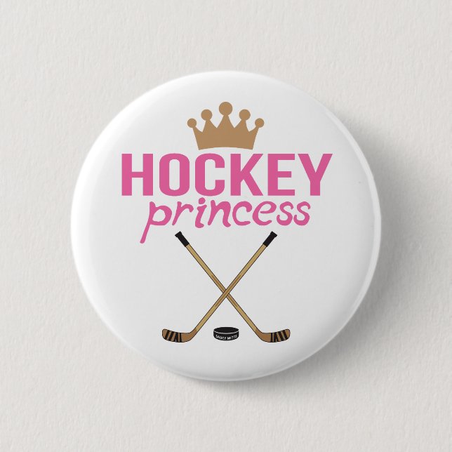 Girls Hockey Princess Pink Sticks Button (Vorderseite)