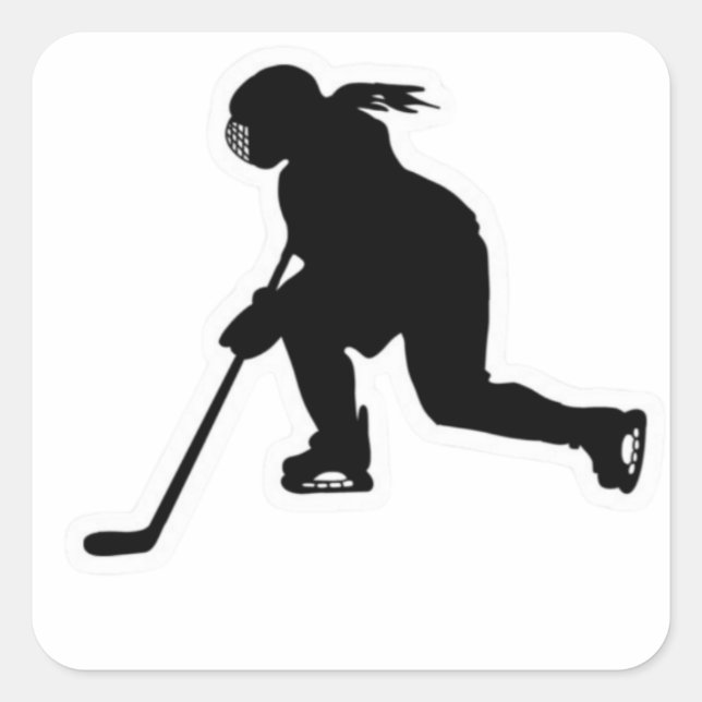 Girls Hockey Quadratischer Aufkleber (Vorderseite)