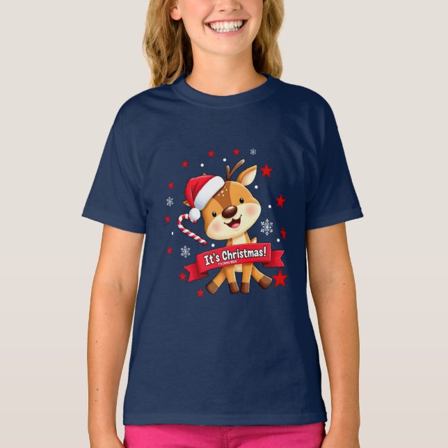 Girls Holiday T - Shirt Oh Deer Weihnachten (Vorderseite)