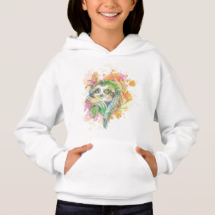 Girl's Hooded Pullover - Sloth