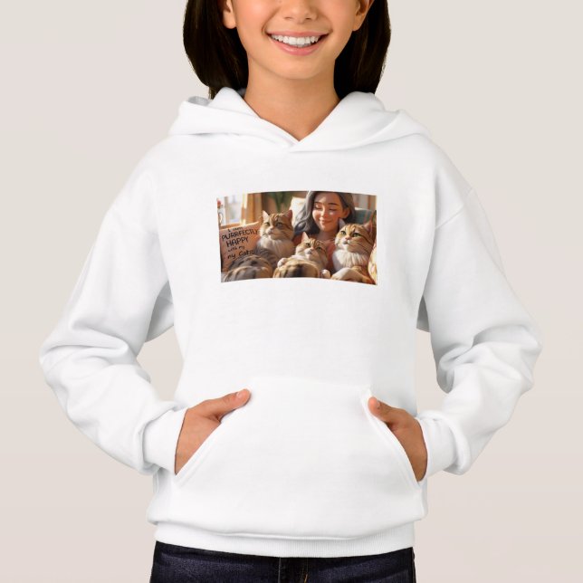Girls Hoodie - "Ich bin mit meinen Katzen wirklich (Vorderseite)