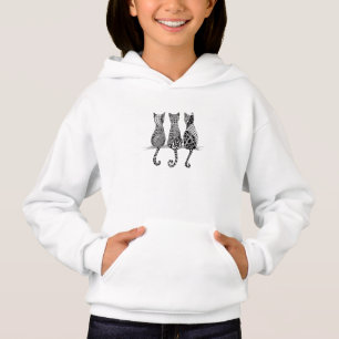 Girls Hoodie mit drei schwarzen und weißen Katzen