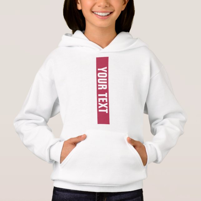 Girls Hoodies White Viva Magenta Individuelle Name (Vorderseite)