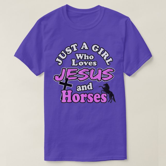 Girls Horse Lovers Nur ein Mädchen, das Jesus und  T-Shirt (Design vorne)