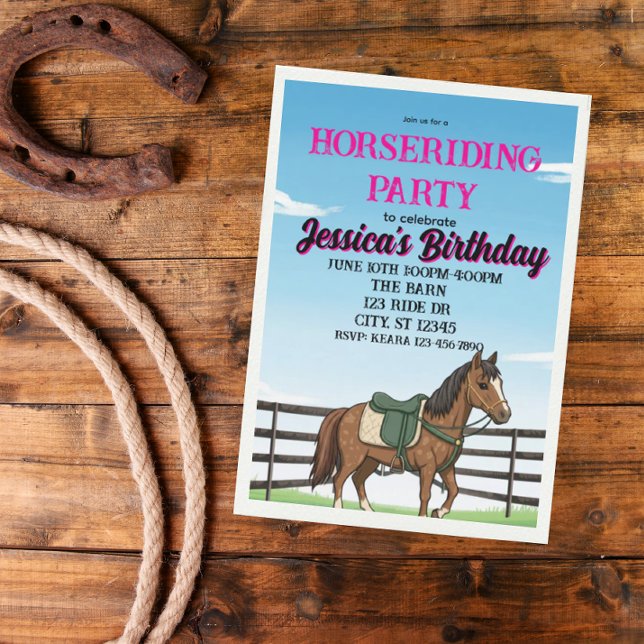 Girl's Horse Riding Birthday Party Einladung (Von Creator hochgeladen)