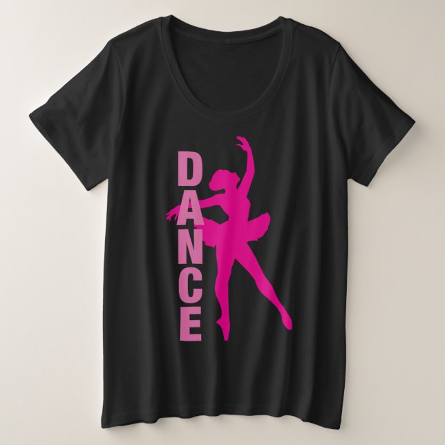 Girls Hot Pink Ballerina Tanz Große Größe T-Shirt (Design vorne)