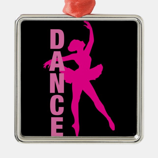 Girls Hot Pink Ballerina Tanz Ornament Aus Metall (Vorne)