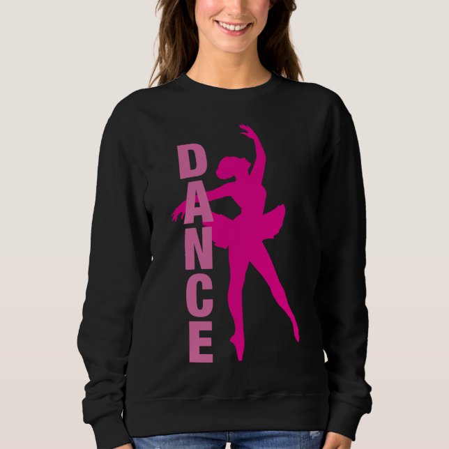 Girls Hot Pink Ballerina Tanz Sweatshirt (Vorderseite)