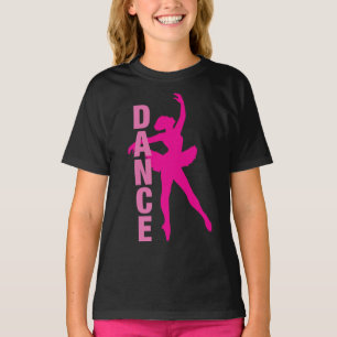 Girls Hot Pink Ballerina Tanz T-Shirt