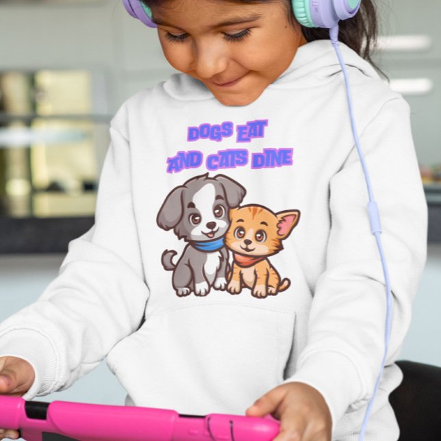 Girls Hunde essen Katzen Dine Hoodie (Von Creator hochgeladen)