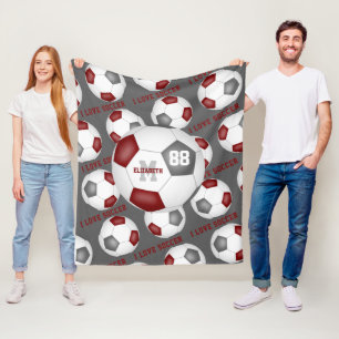 Girls I Liebe Fußball-Mantra-Maroon Fleecedecke
