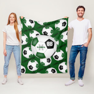 Girls I Liebe Fußball Sportmantra grün schwarz Fleecedecke