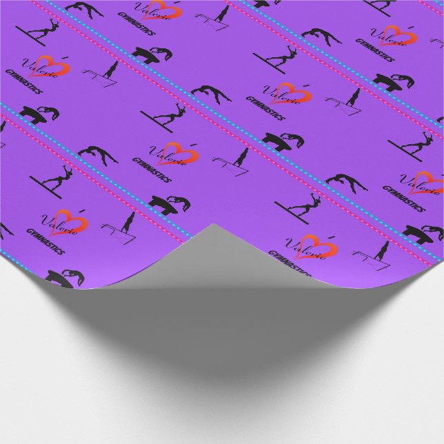Girls "I Liebe Gymnastik" Lila Wrapping Paper Geschenkpapier (Ecke)